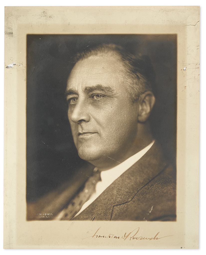ROOSEVELT, FRANKLIN D. Photograph Signed, bust portrait by Harris & Ewing,